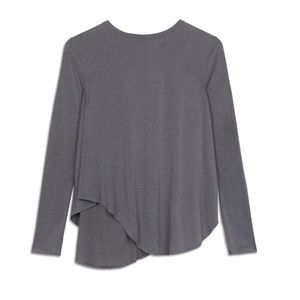 Gray Lululemon Up For Down Time Long Sleeve Gray Shirt